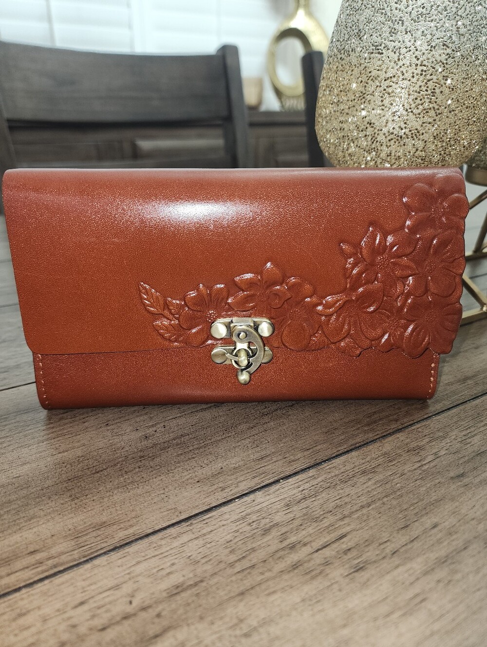 Patricia Nash Women's Floral Embossed Leather Clutch Wallet - Brown